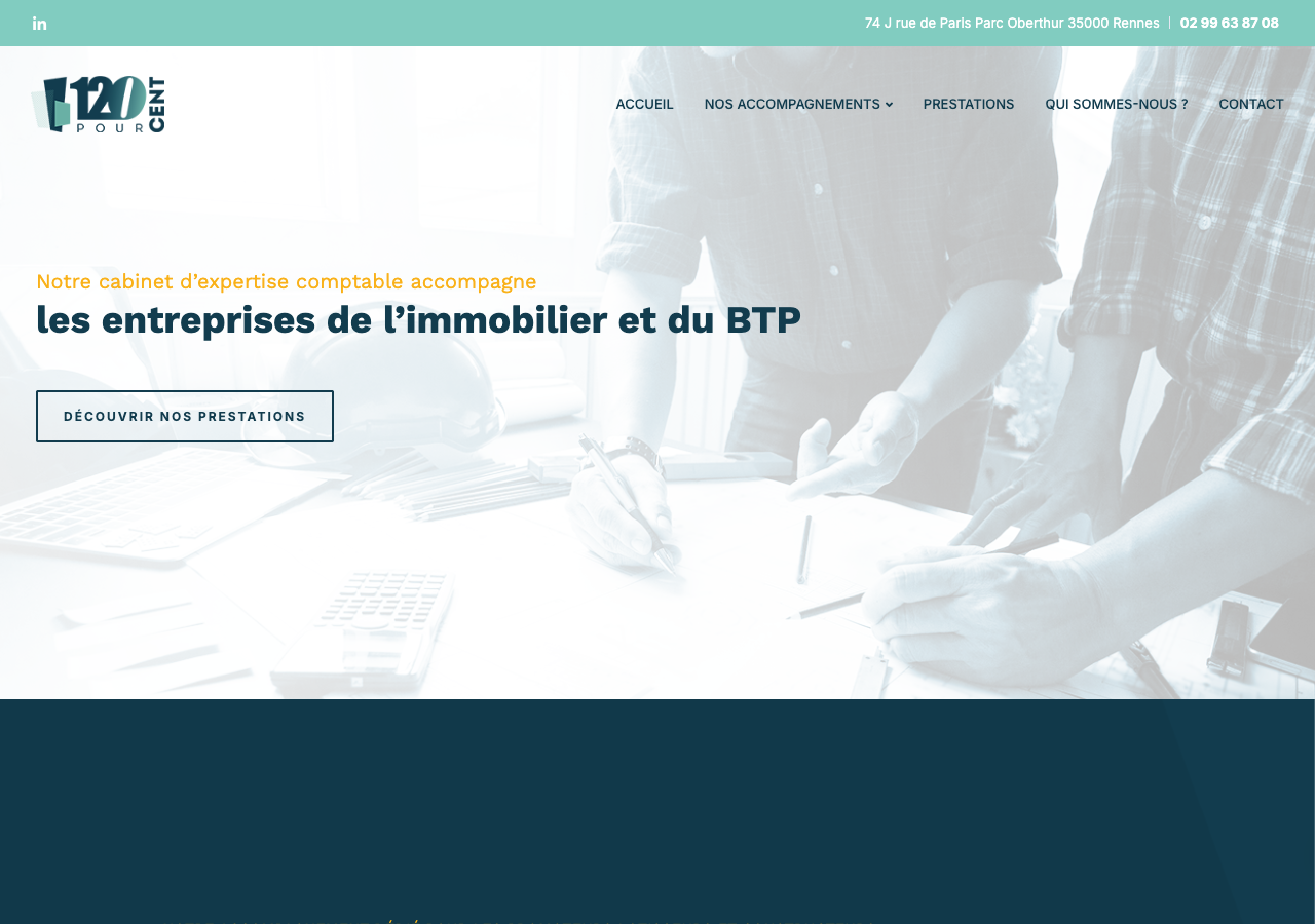 Aperçu du site de 120 POUR CENT